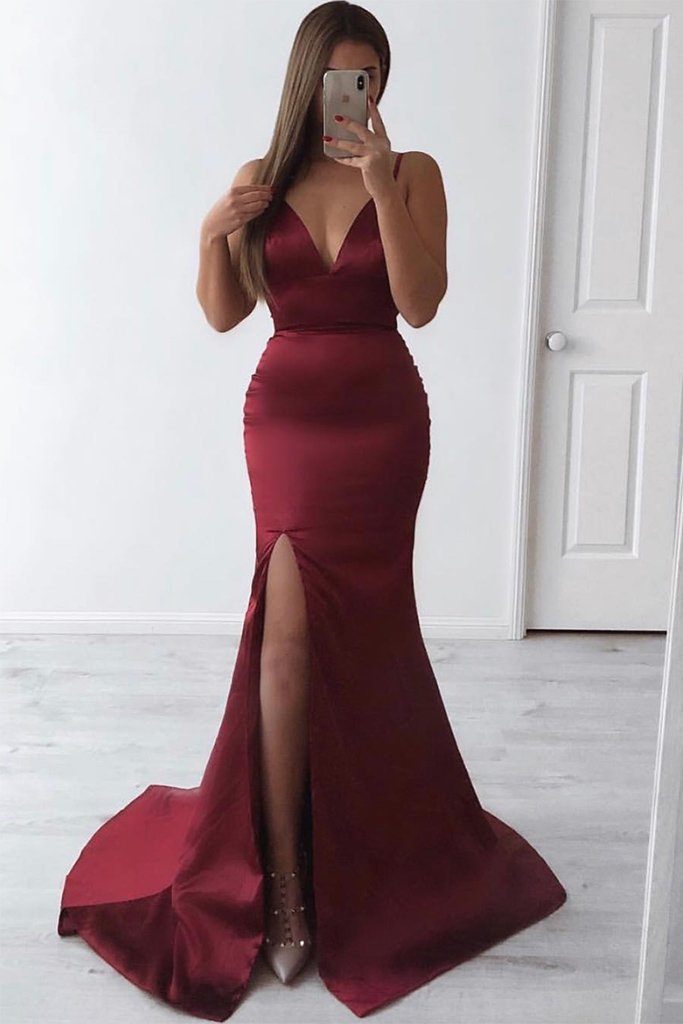 Caterina Satin Gown Deep Red XS S Clearance Sale Noodz