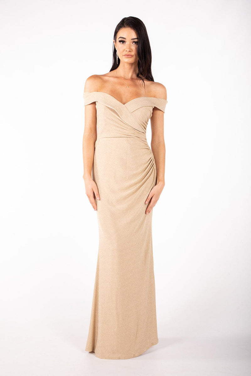 Lawrence Off Shoulder Maxi Dress Shimmer Gold