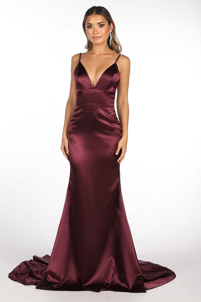 Penelope Satin Gown Plum Xss Clearance Sale Noodz Boutique 6809