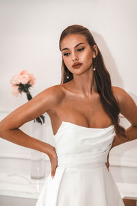 MARION Strapless A-line Satin Gown - Ivory