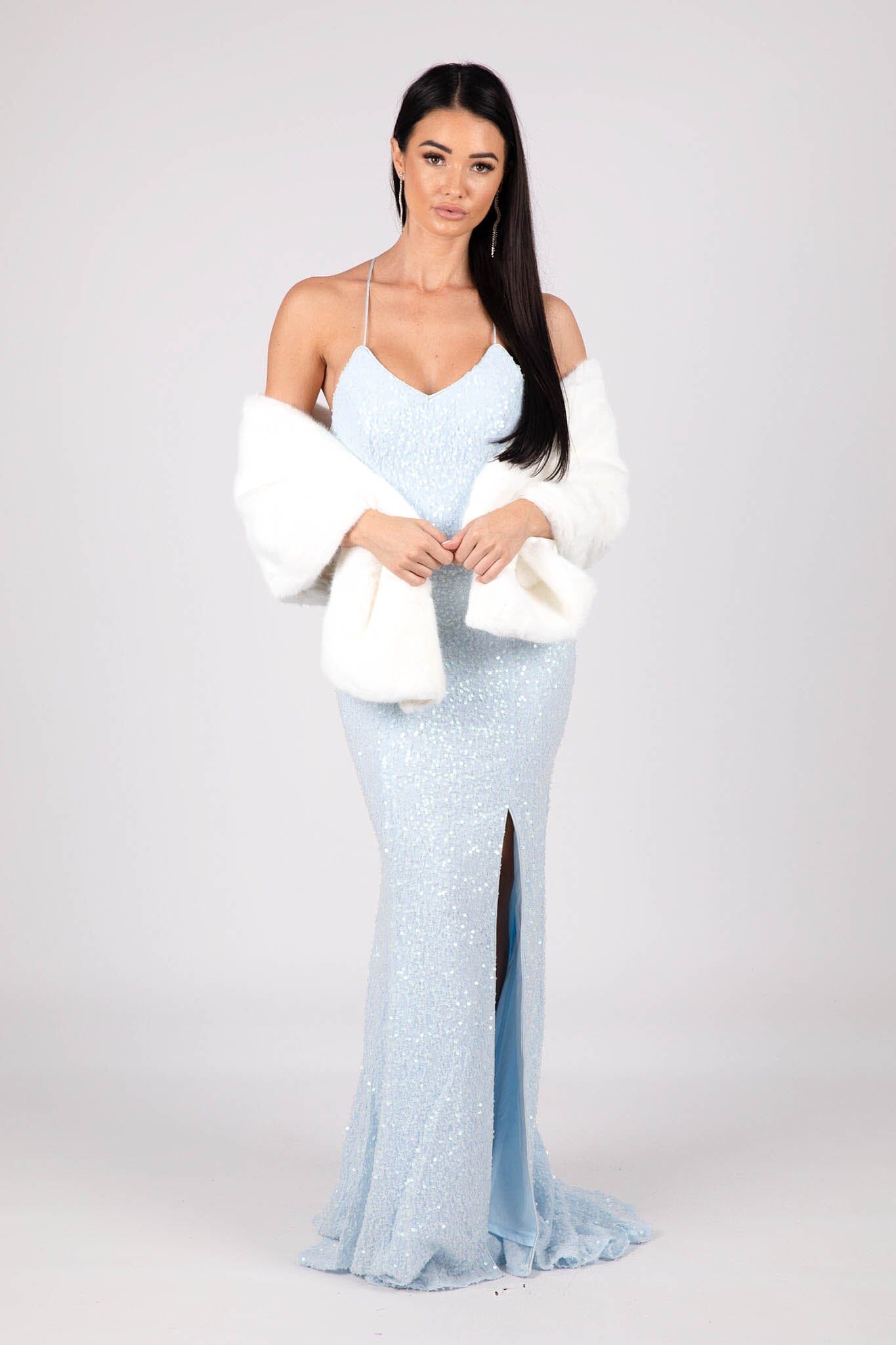 Gown with clearance fur shawl