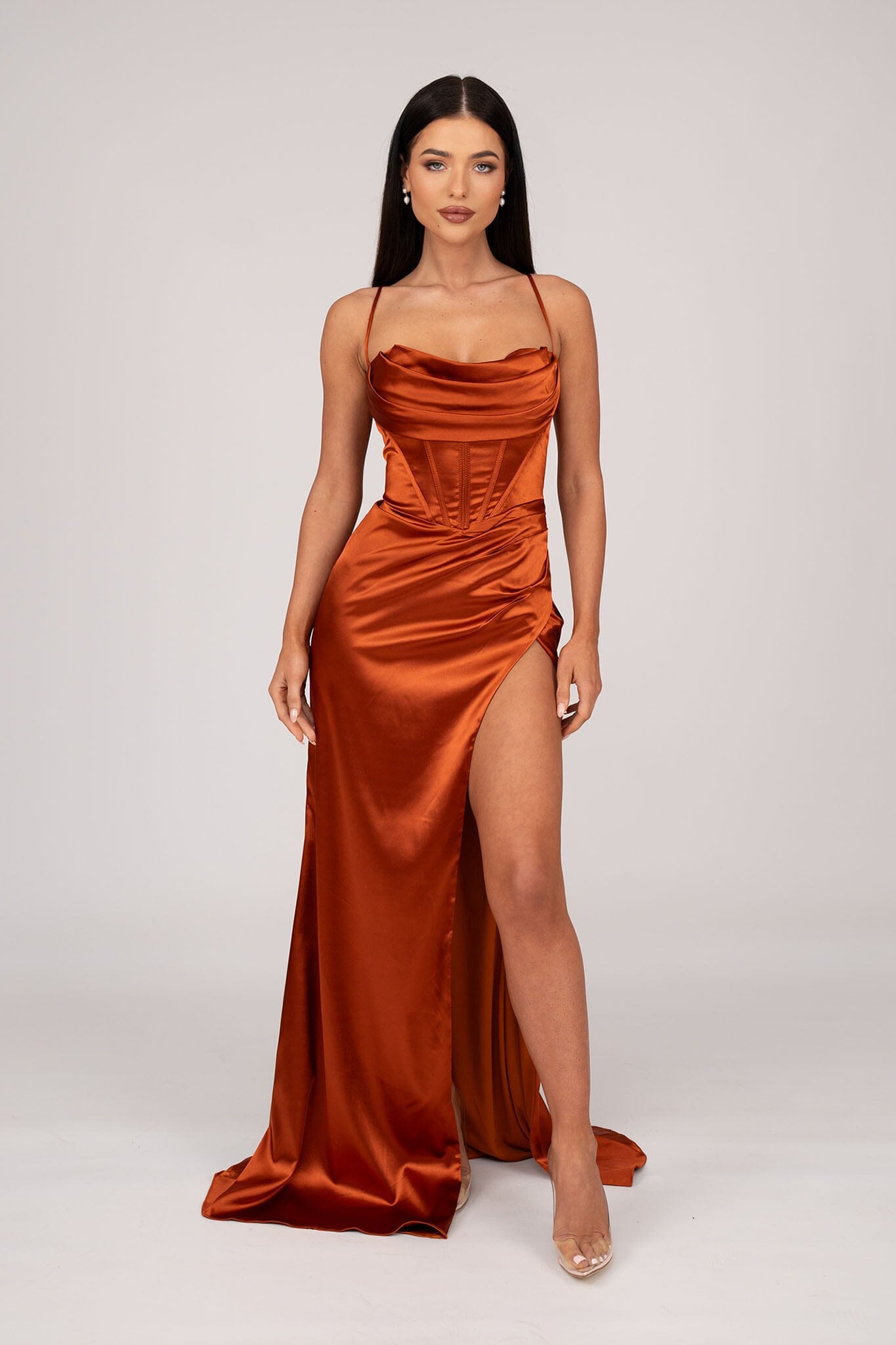 Silk burnt orange outlet dress