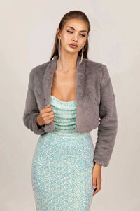 Adrianna Faux Fur Jacket - Grey