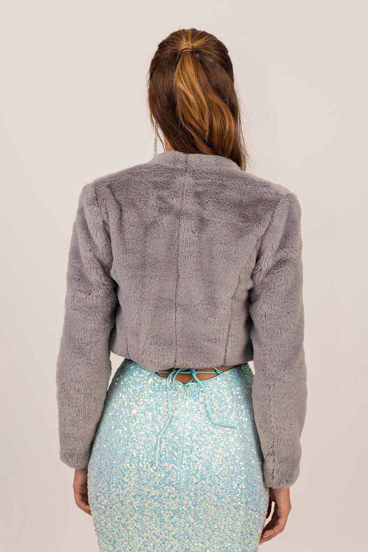 Adrianna Faux Fur Jacket - Grey