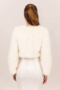 Alessia Shaggy Faux Fur Jacket - White