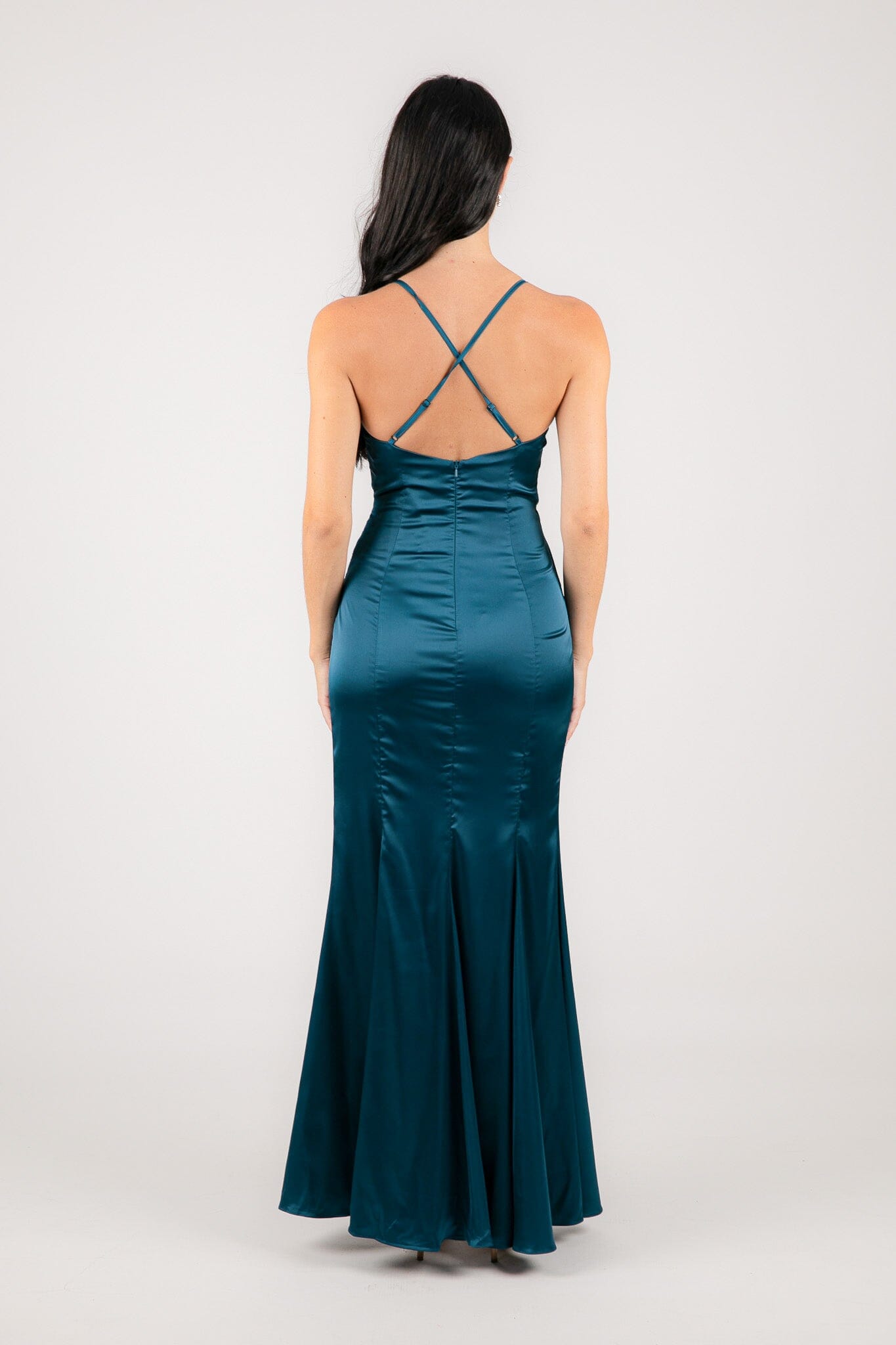 Blue green satin dress hotsell