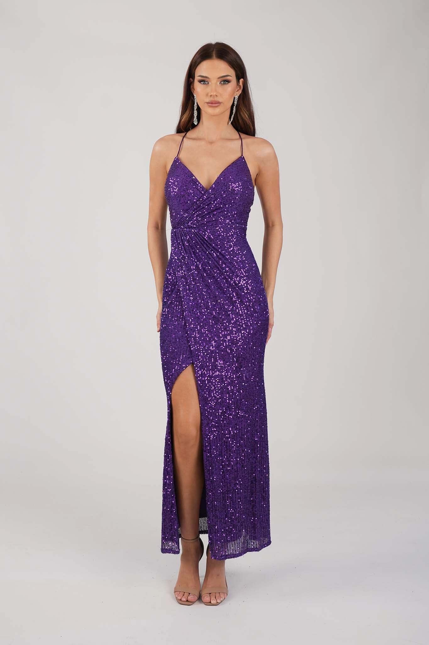 Clarice Sequin Maxi Dress Purple Noodz Boutique