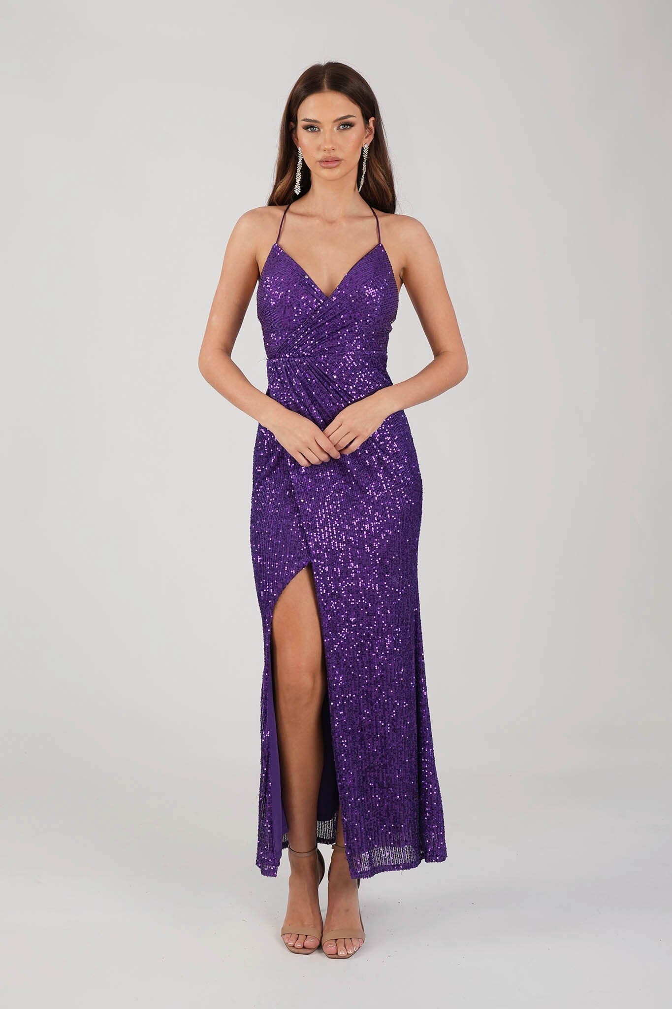 Purple silk maxi on sale dress