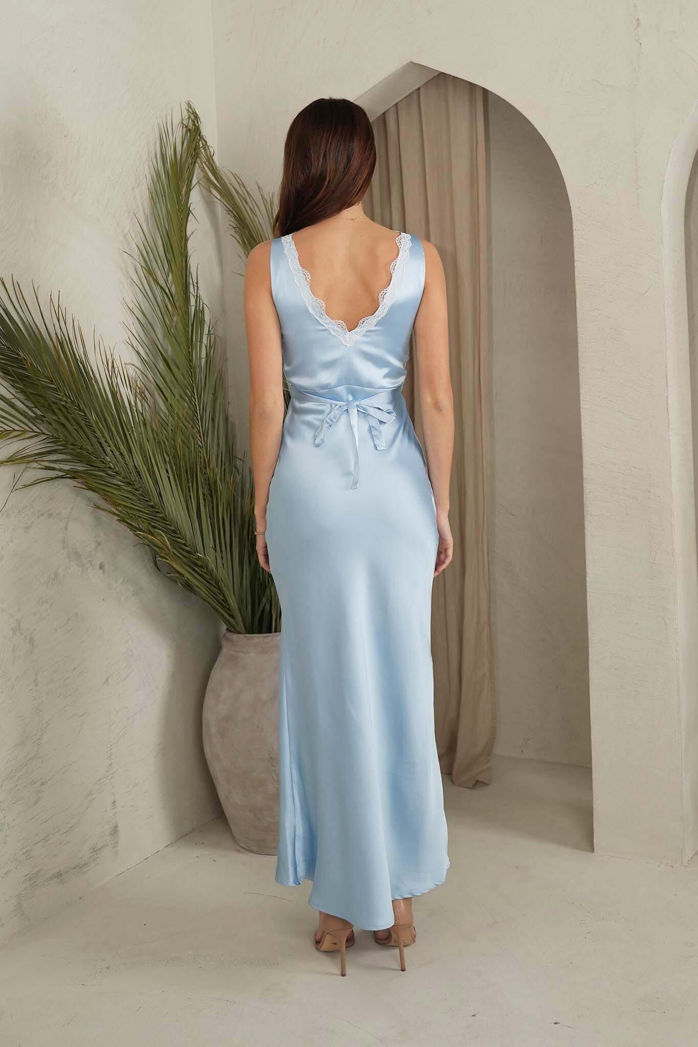 Pale blue silk clearance dress