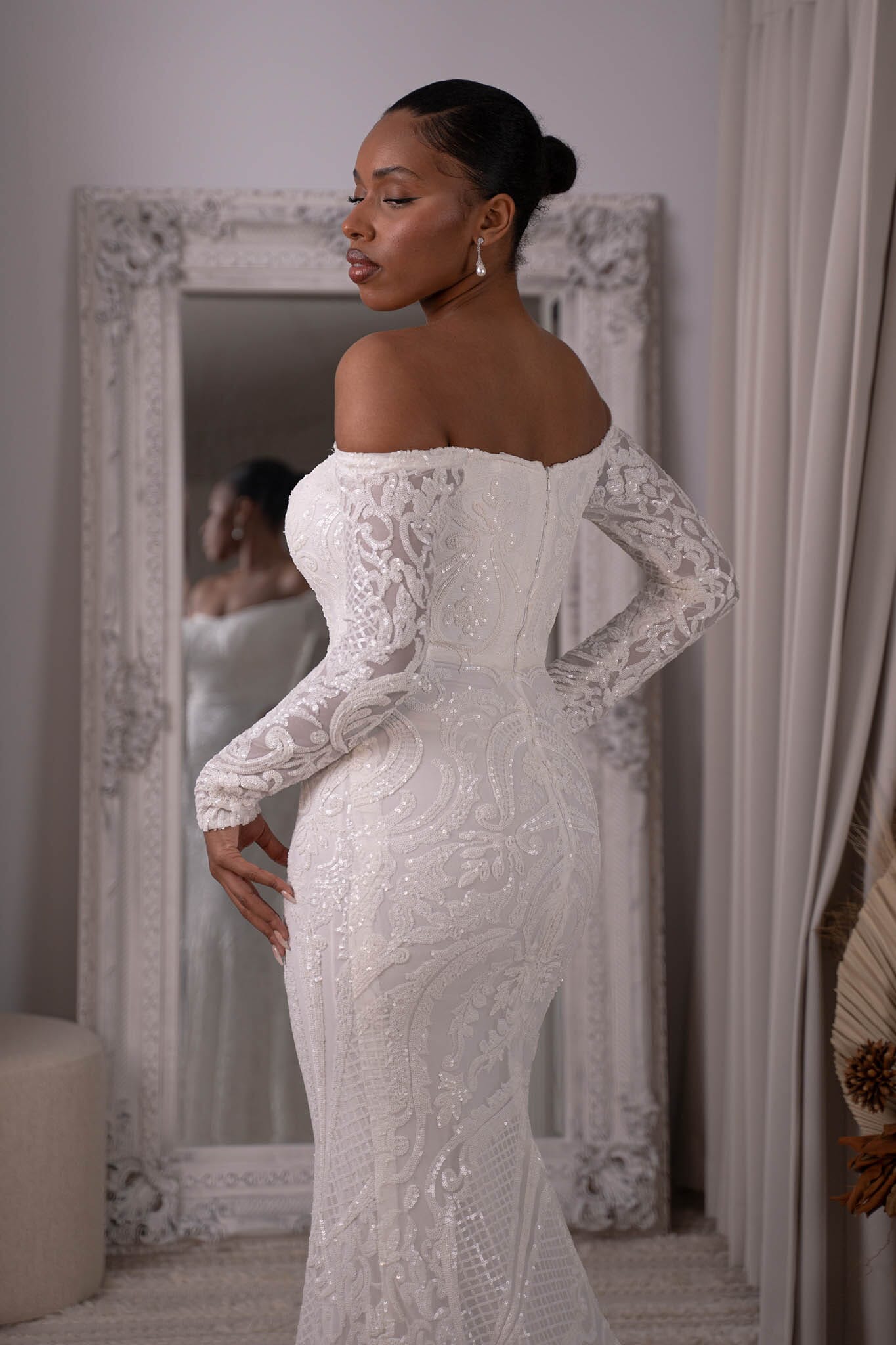 Gianna Off Shoulder Long Sleeve Gown White White Noodz Boutique