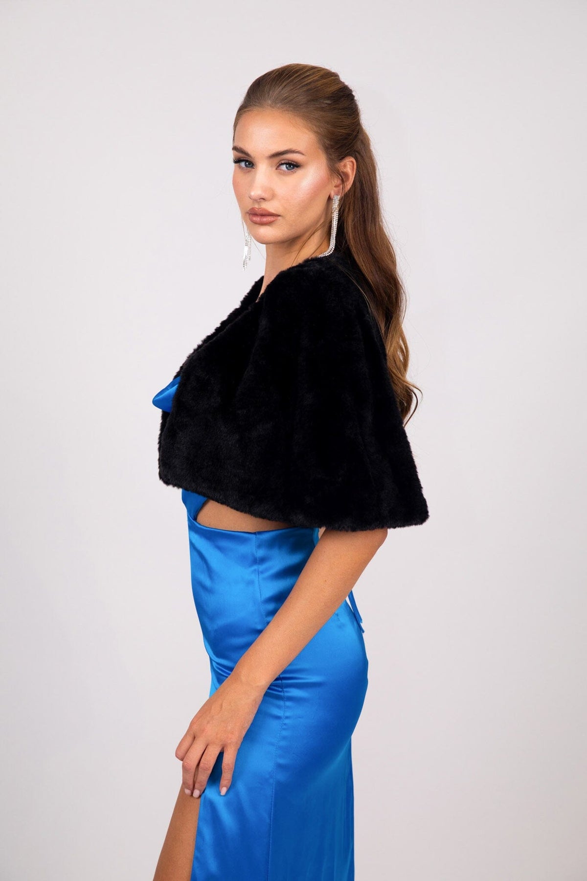 Giovanna Faux Fur Shrug - Black