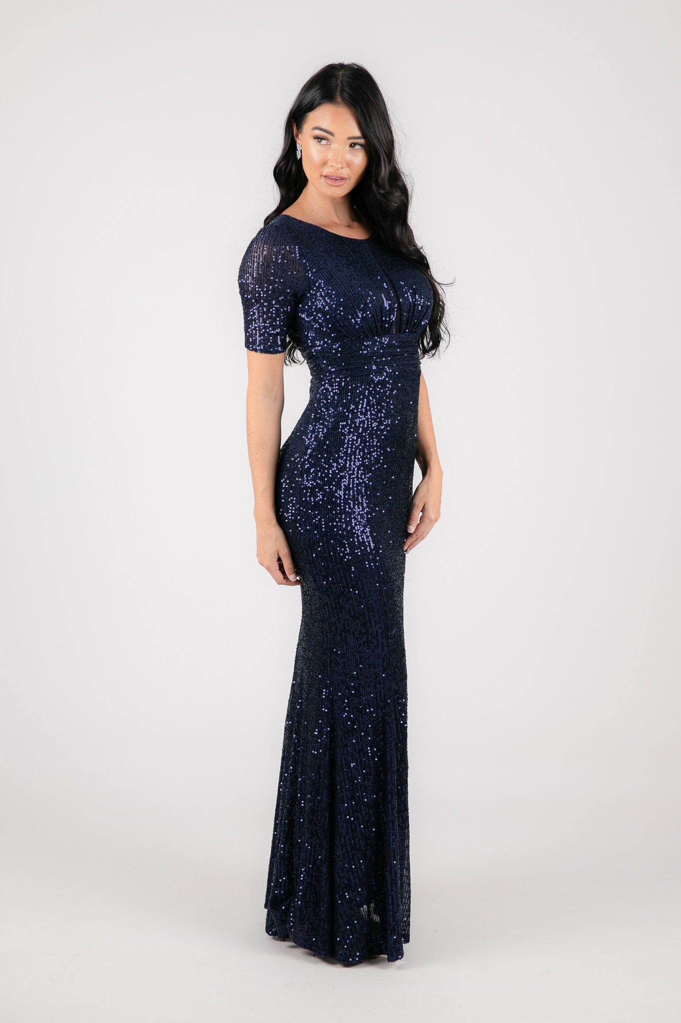 Linda Sequin Maxi Dress Navy Noodz Boutique