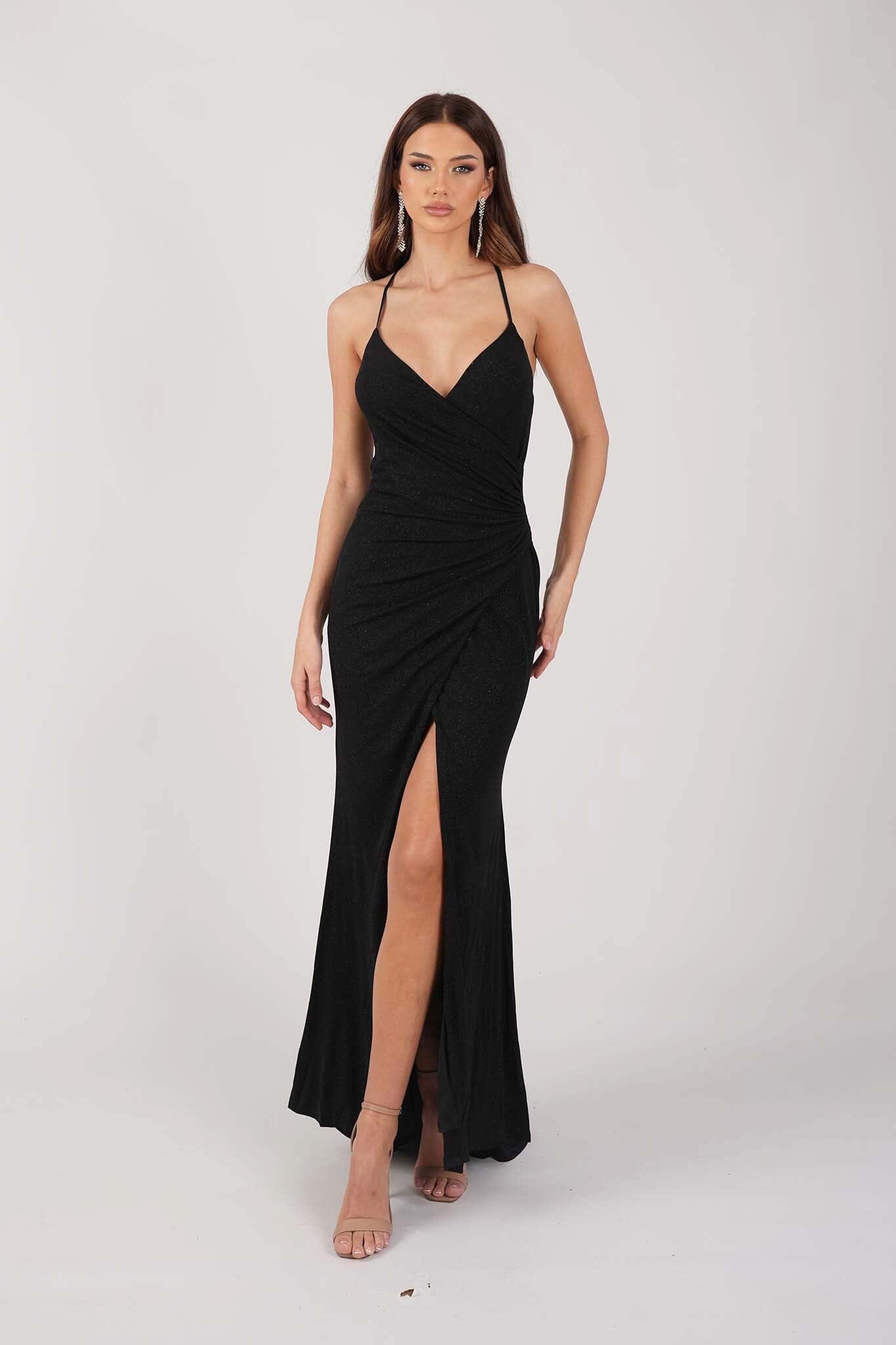 Black fitted 2024 long dress