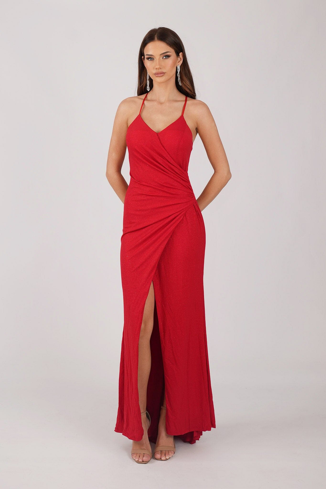 Lucia Maxi Dress Shimmer Red Noodz Boutique