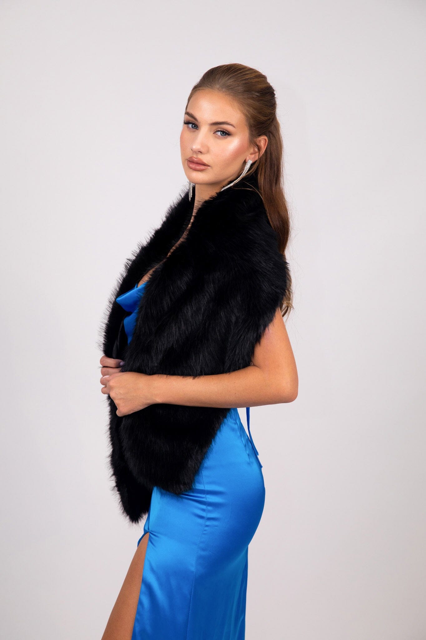 Marcella Faux Fur Shawl Black Noodz Boutique