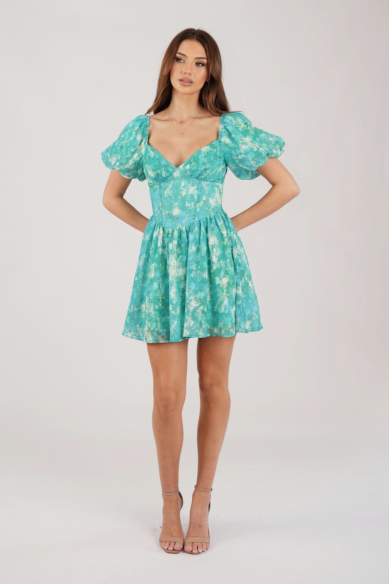 Shoshanna Lovisa Flutter Sleeve Mini Dress hot in Aqua Mint