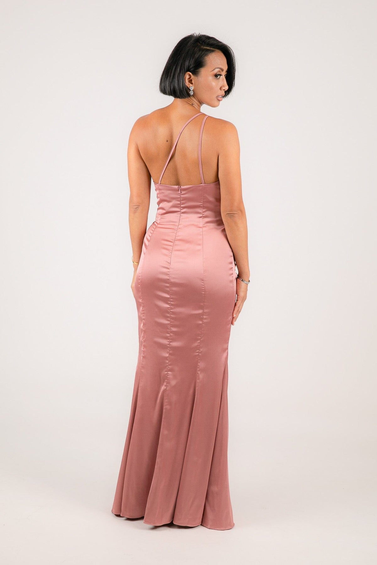 SELENE One Shoulder Satin Maxi Dress - Dusty Pink – Noodz Boutique