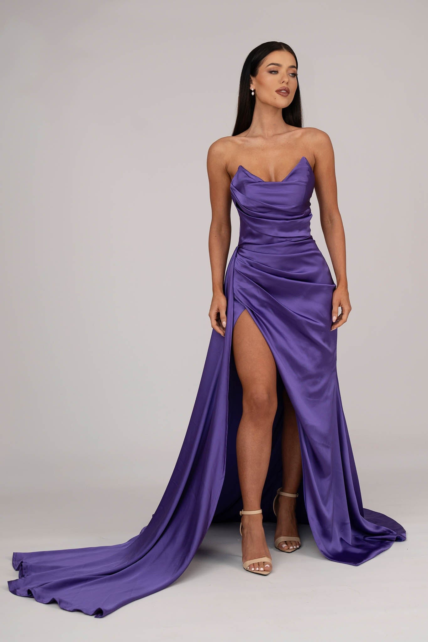 Dark purple evening dress hotsell