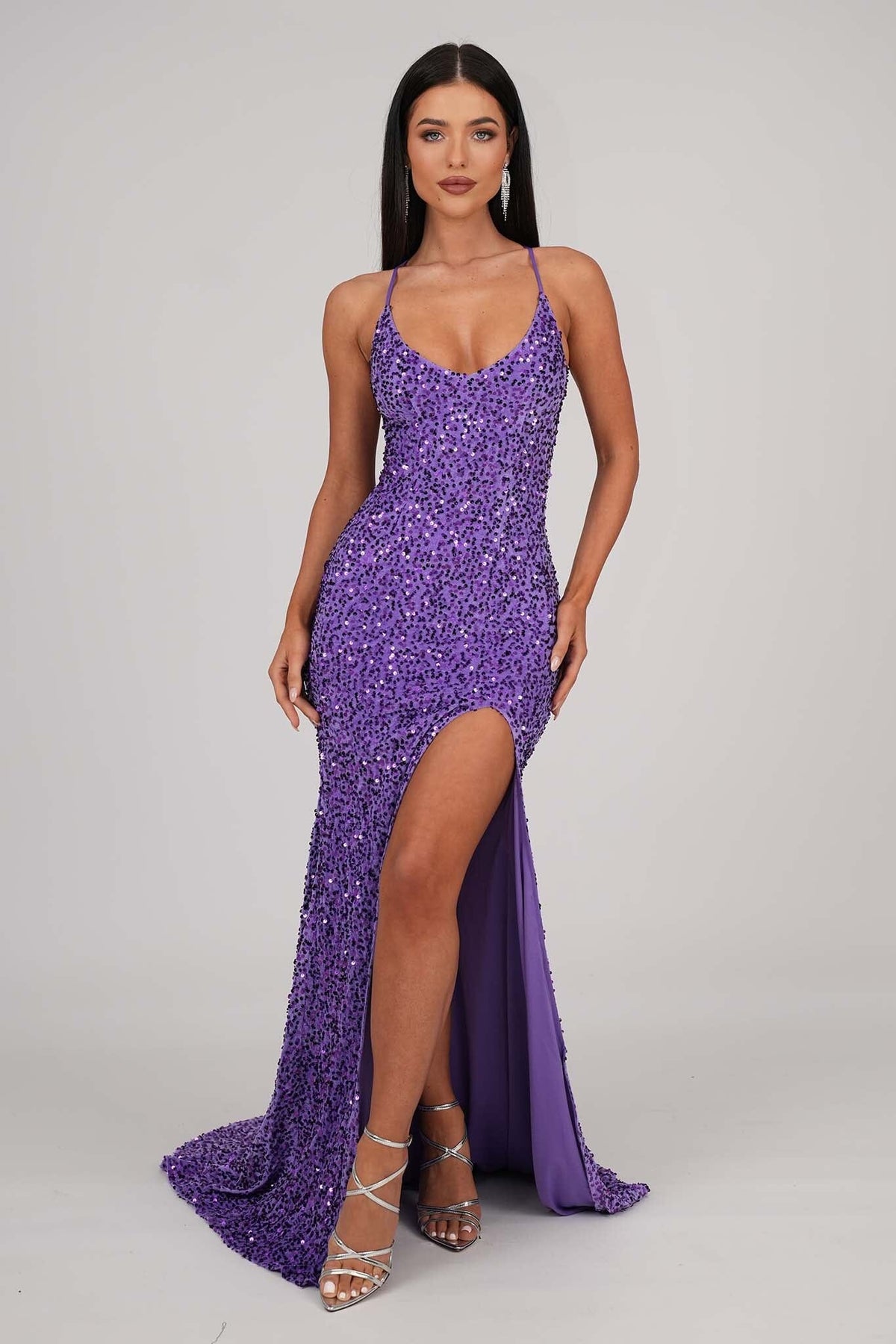 Zelda Side Slit Velvet Sequin Gown - Light Purple – Noodz Boutique