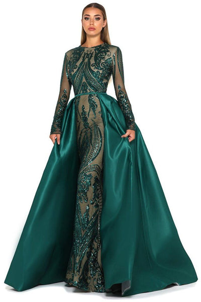 Style 1705 Long Sleeve Gown in Emerald by Portia Scarlett Last