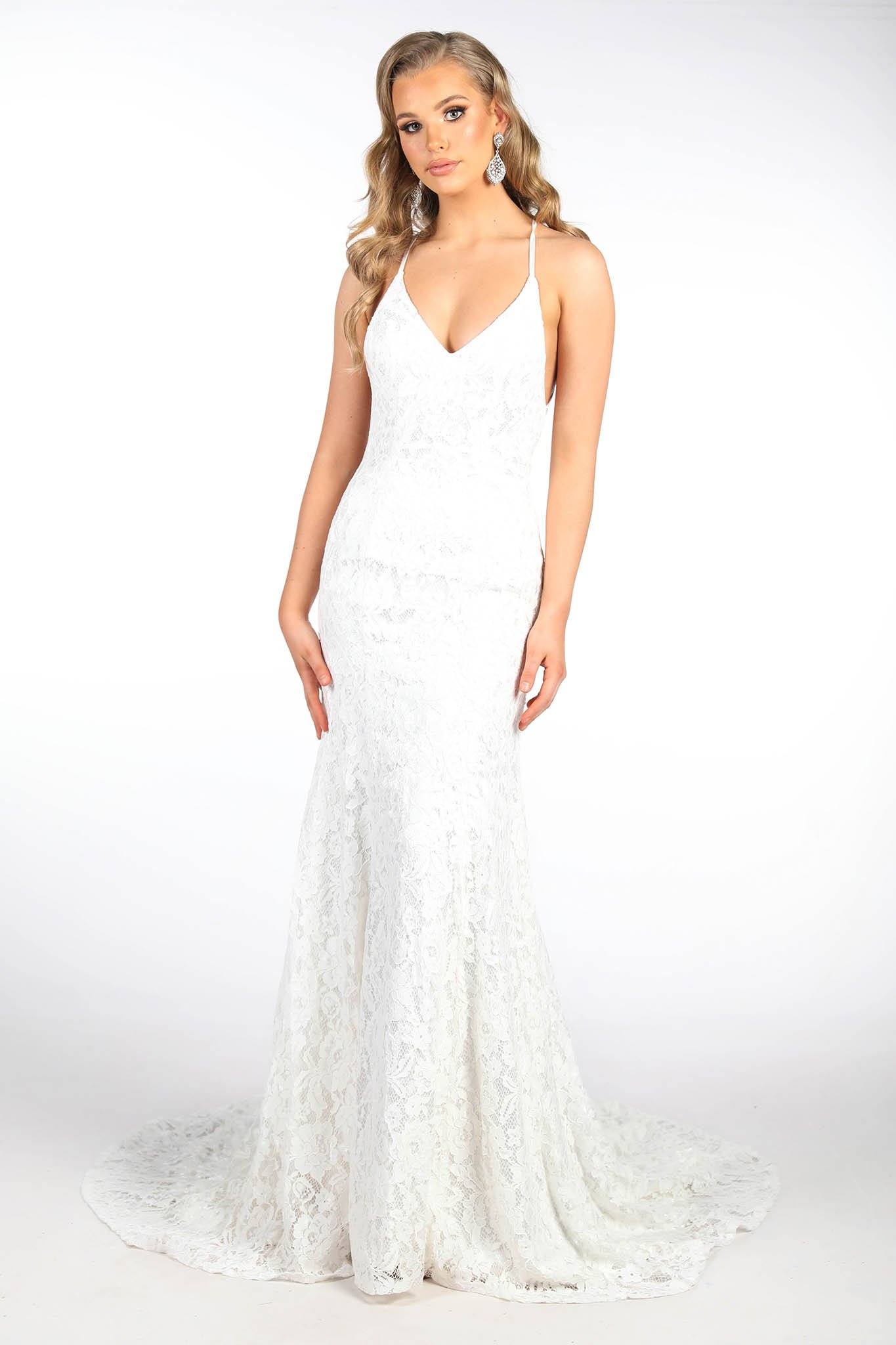 Amora Lace Gown No Split White Noodz Boutique