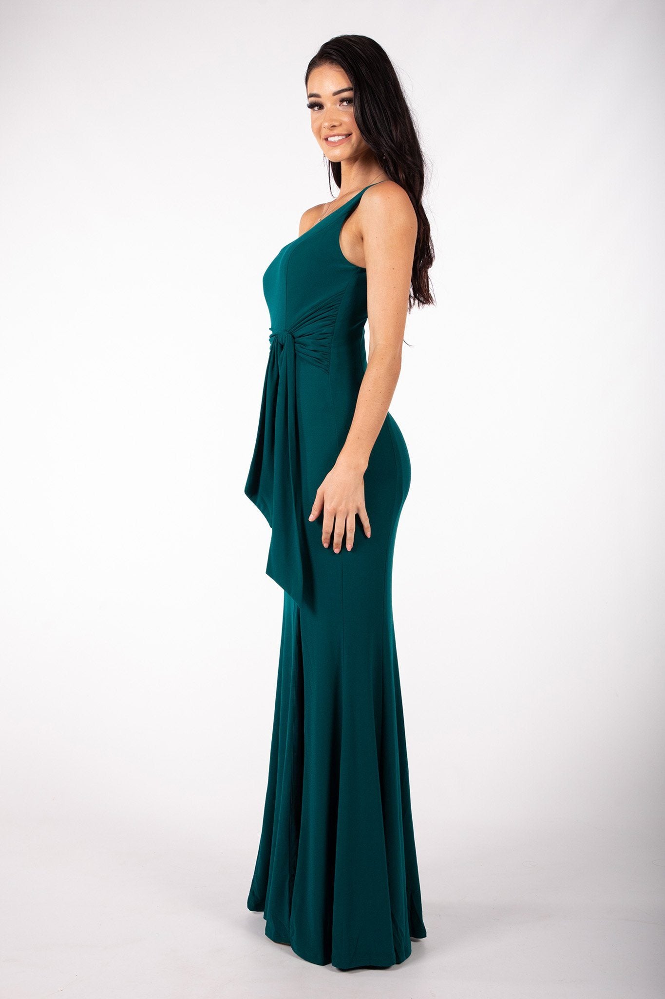 ABIGAIL One Shoulder Maxi Column Dress Dark Green Noodz Boutique