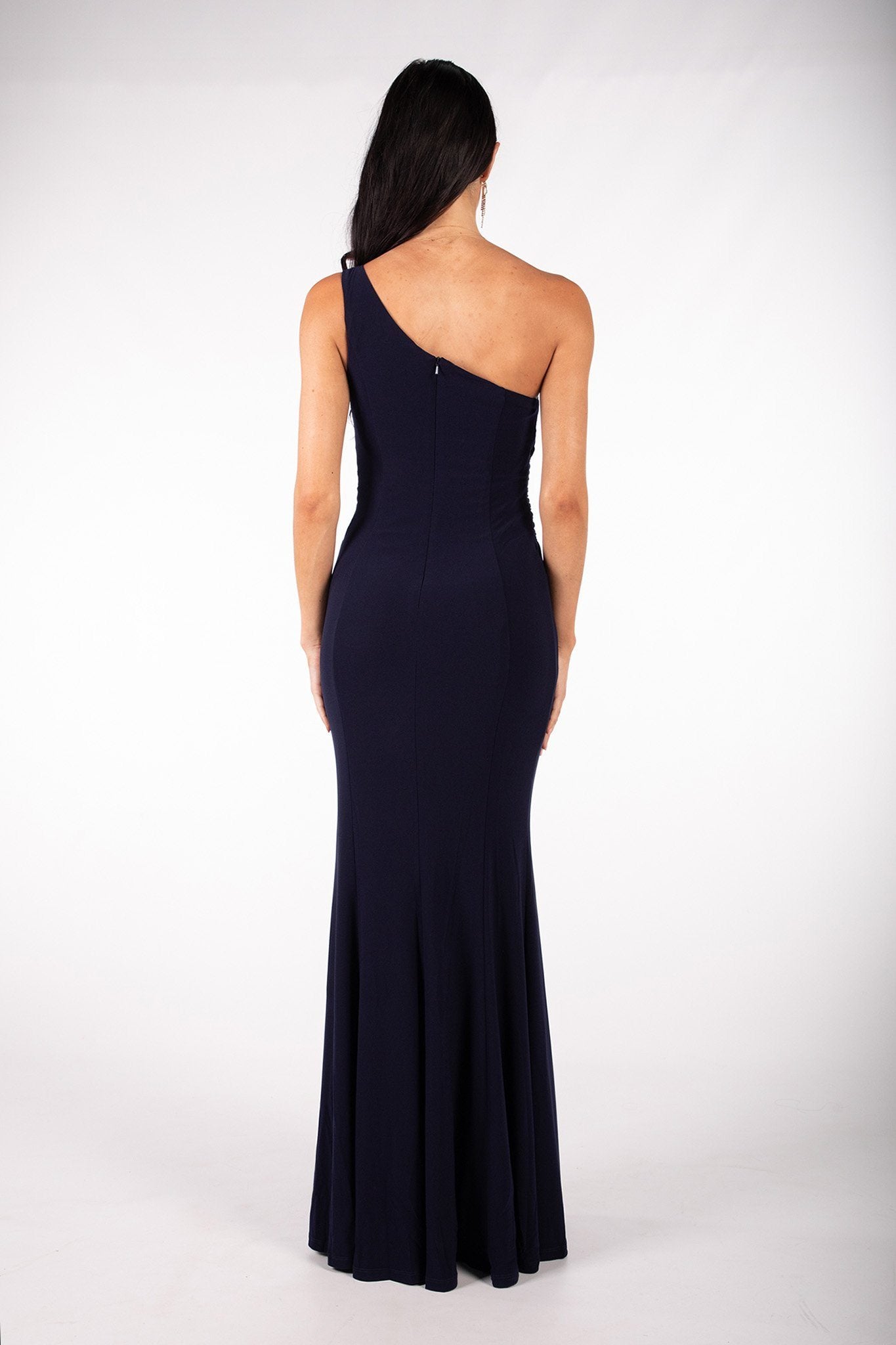 ABIGAIL One Shoulder Maxi Column Dress Navy Noodz Boutique