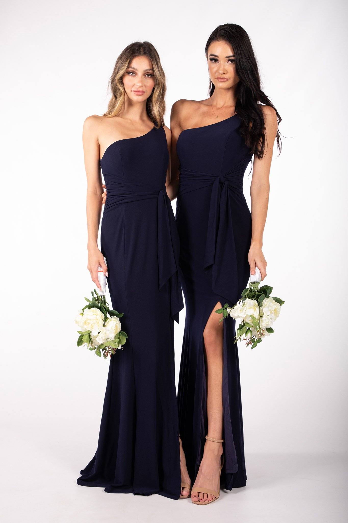 ABIGAIL One Shoulder Maxi Column Dress Navy XS