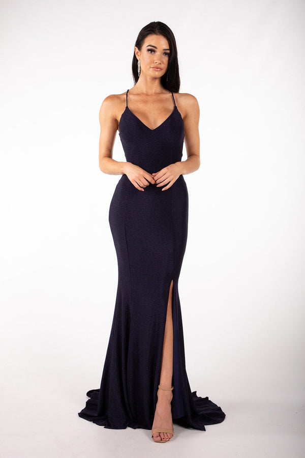Catherine Gown - Shimmer Navy – Noodz Boutique