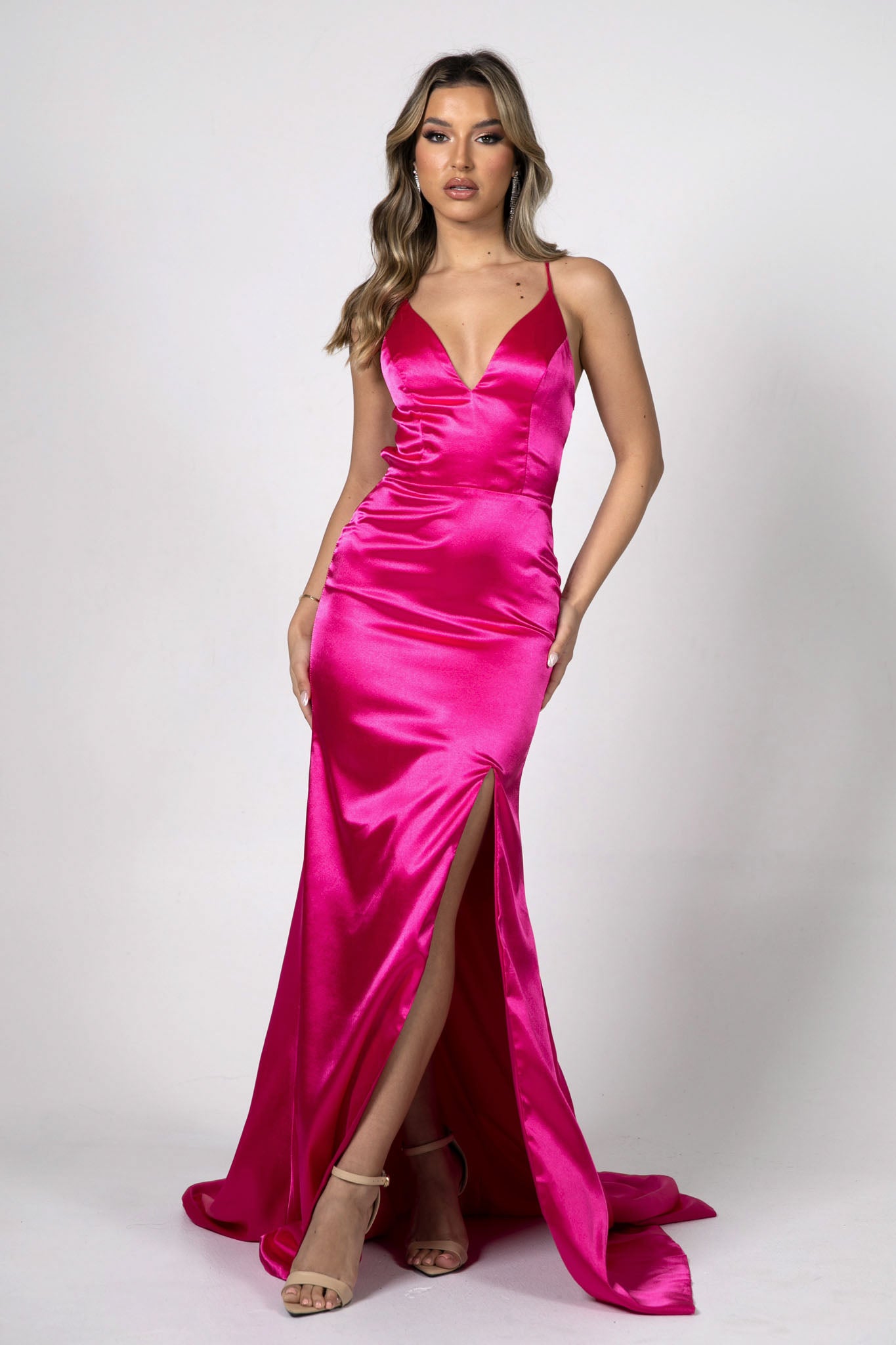 Dusty Rose Dress - Satin Dress - Sexy Maxi Dress