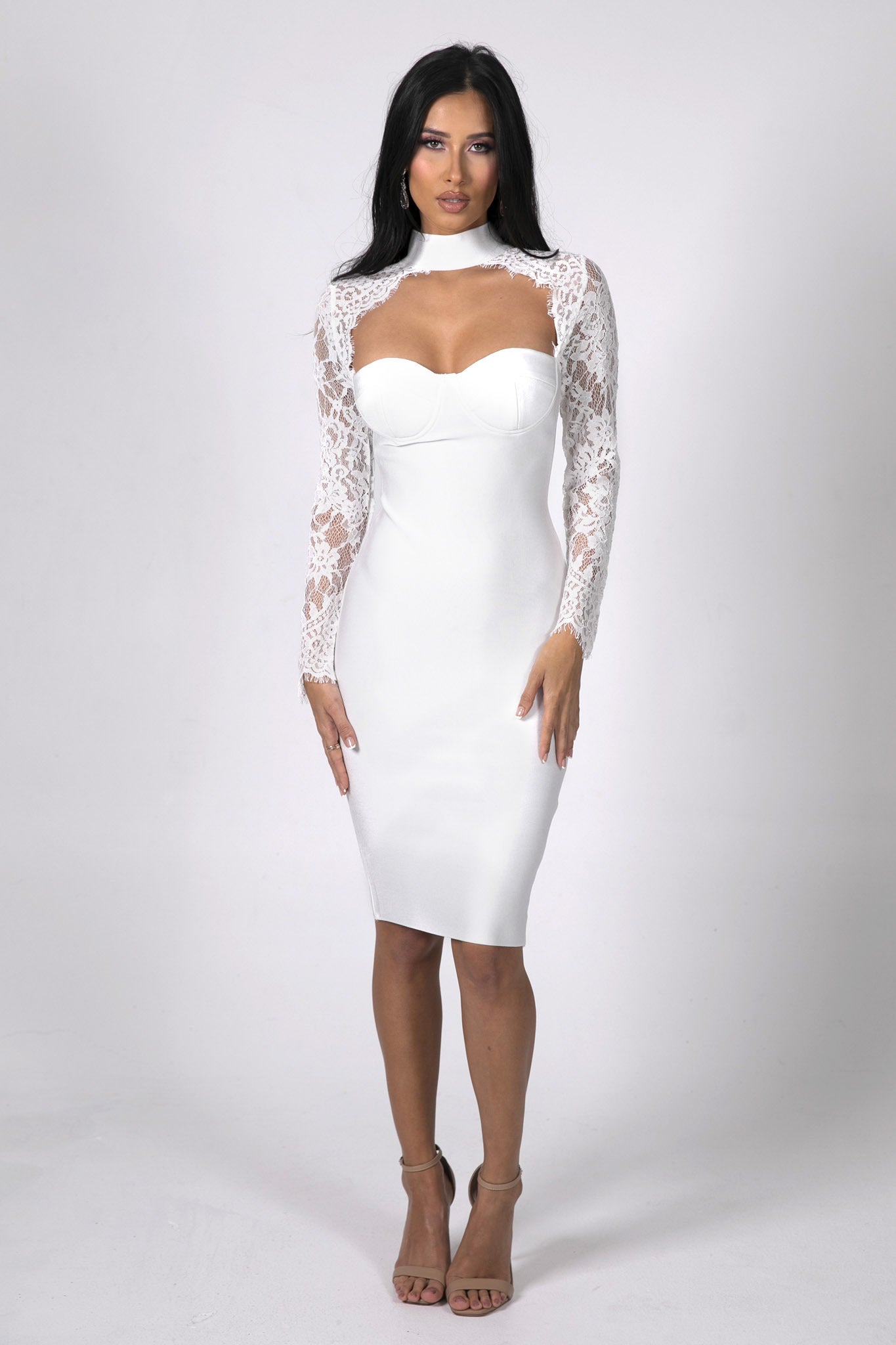 Long white bandage dress best sale