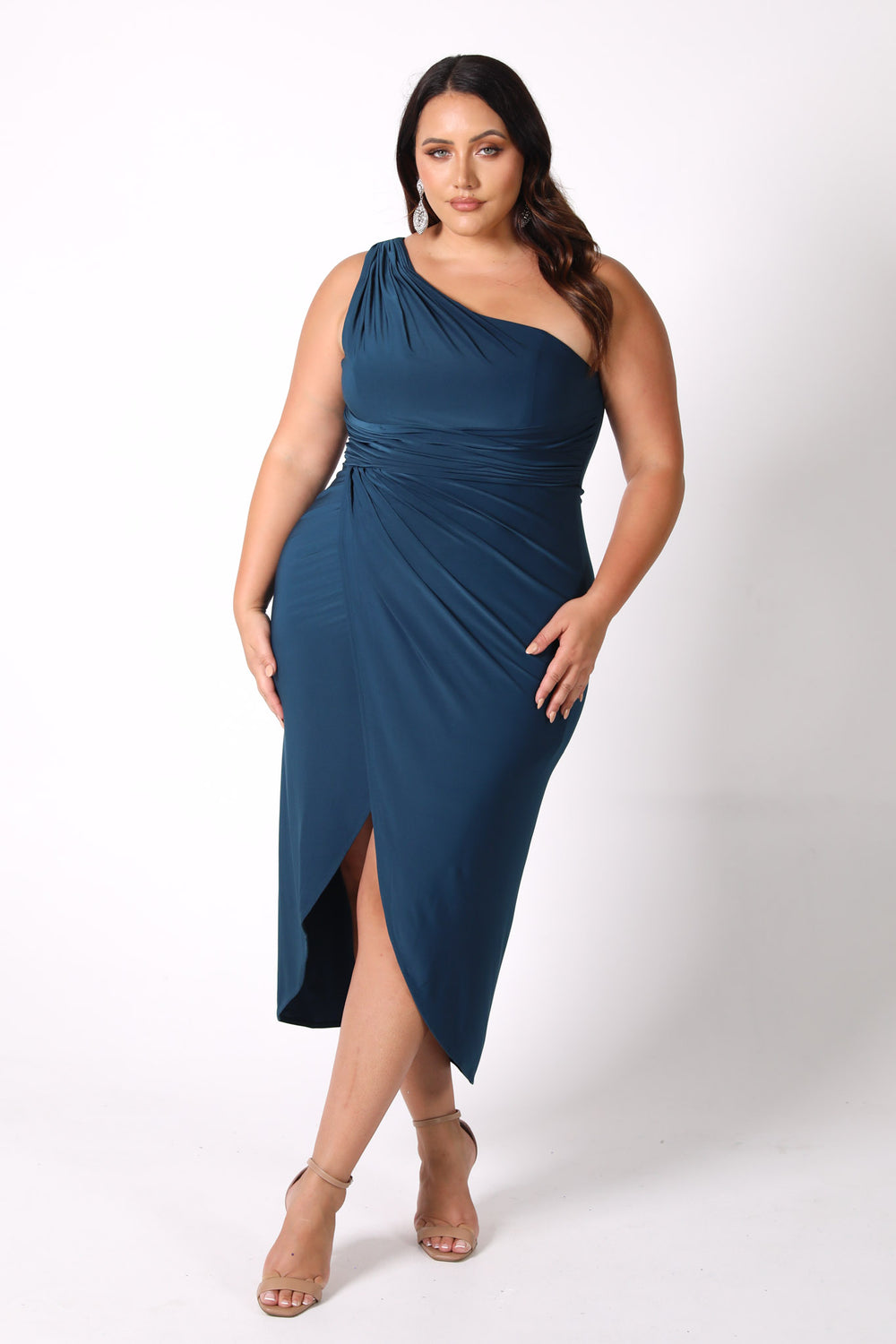 Hayden One Shoulder Midi Dress - Deep Teal – Noodz Boutique