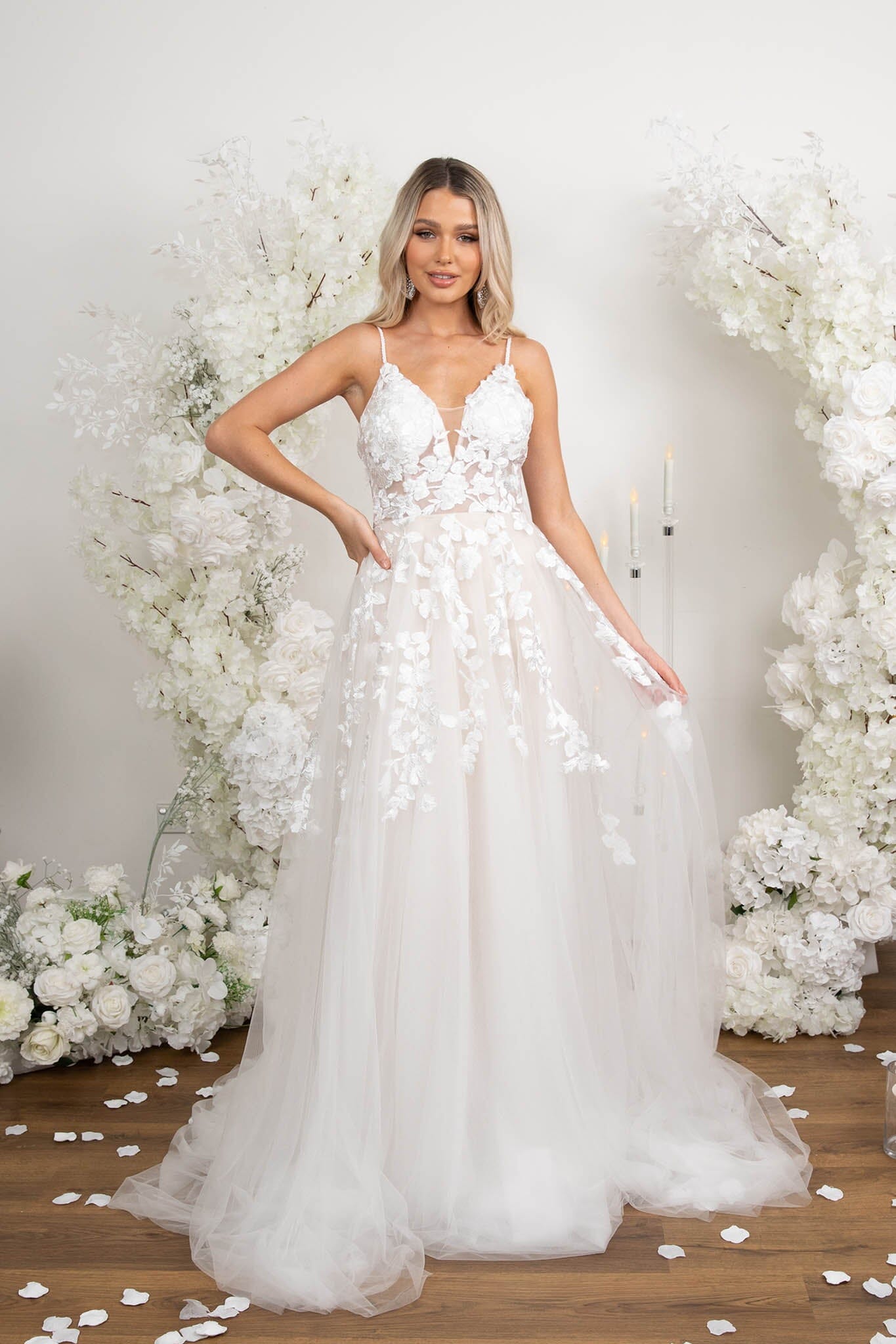 Champagne and clearance white wedding dress