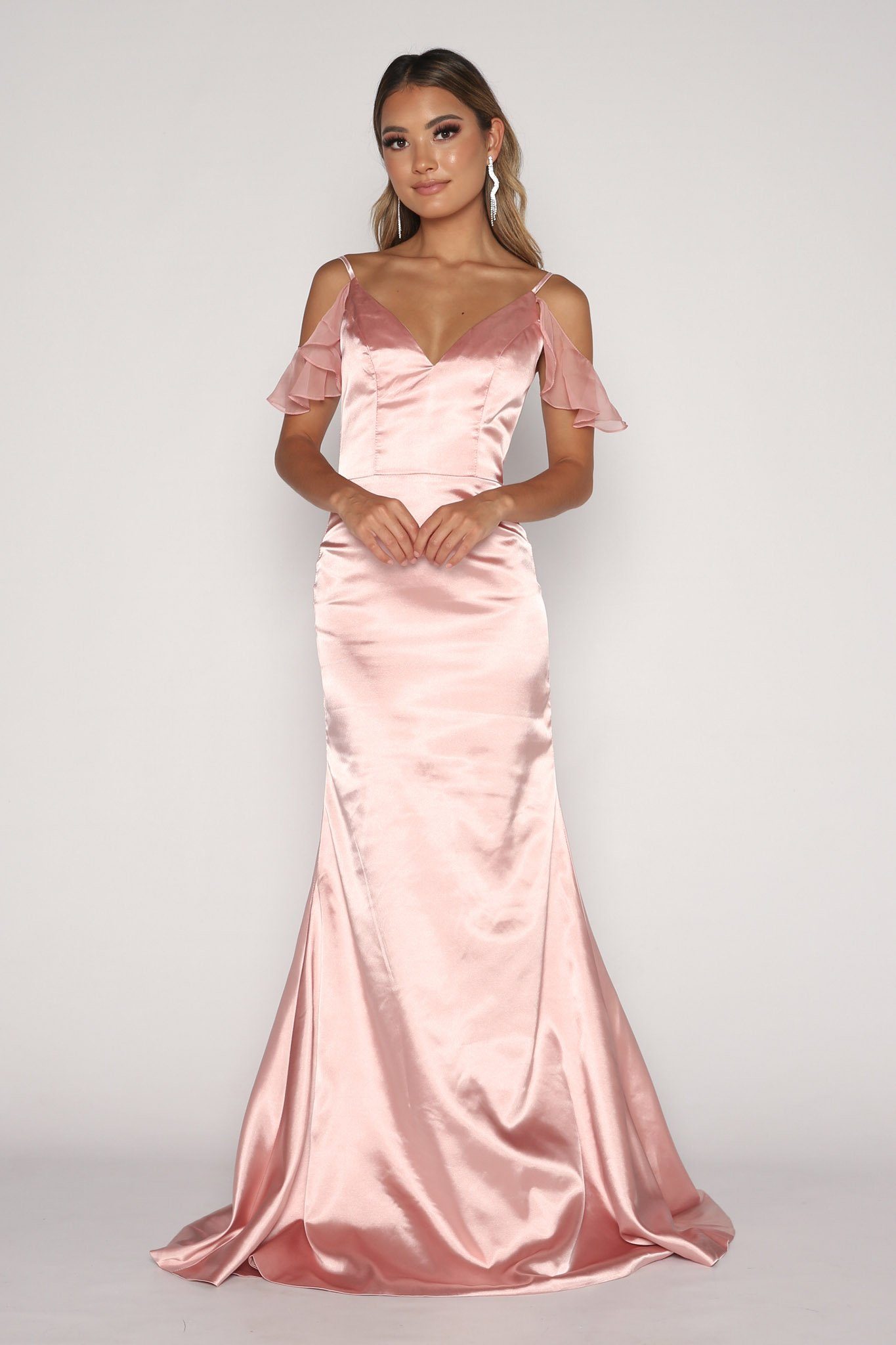 Blush satin dress long hotsell