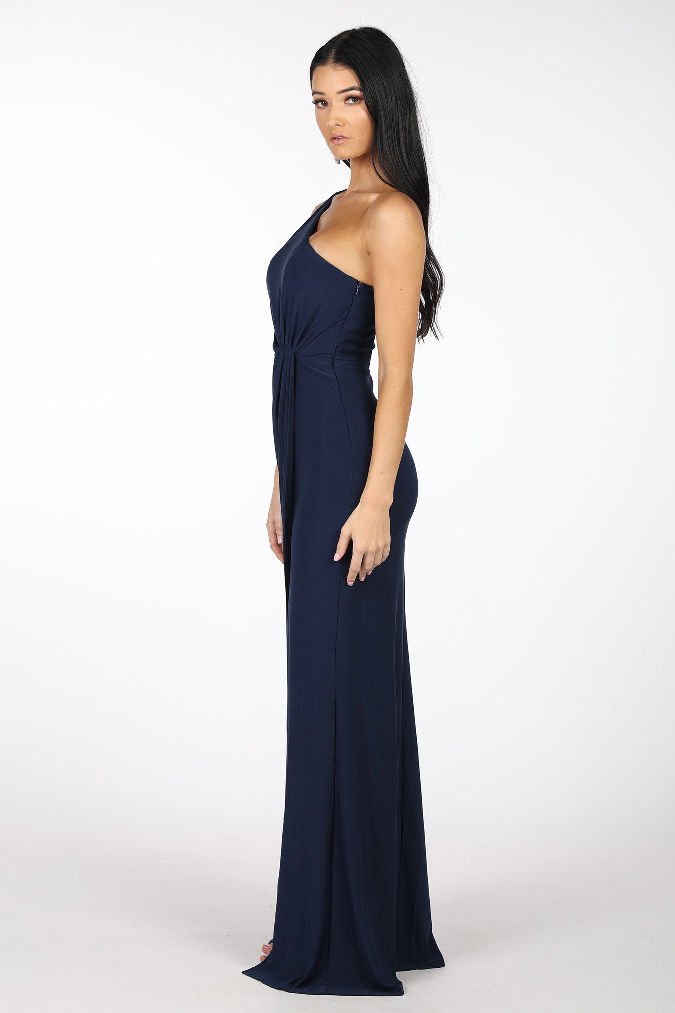 NELIA One Shoulder Maxi Column Dress Navy Noodz Boutique