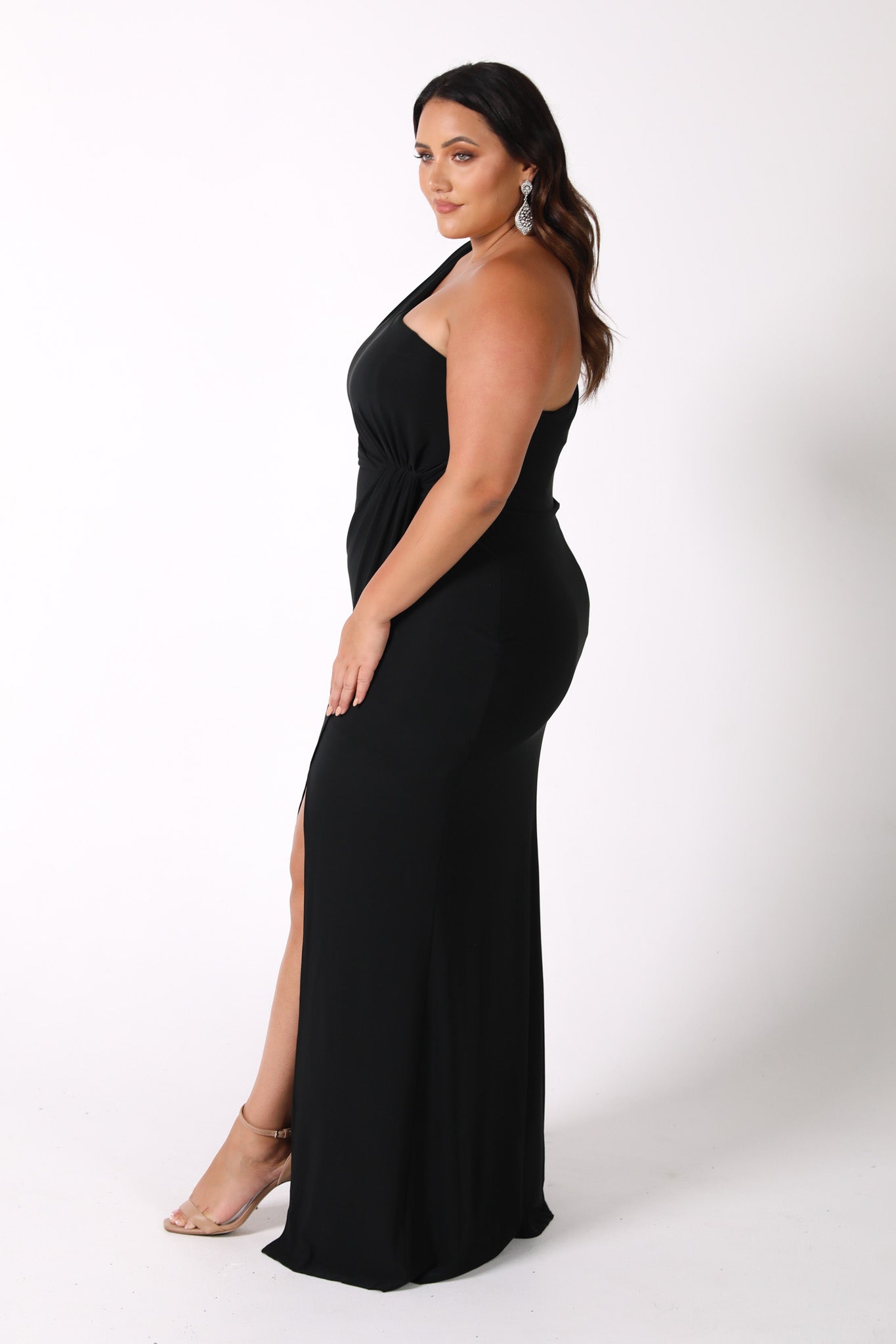 NELIA One Shoulder Maxi Column Dress Black Noodz Boutique