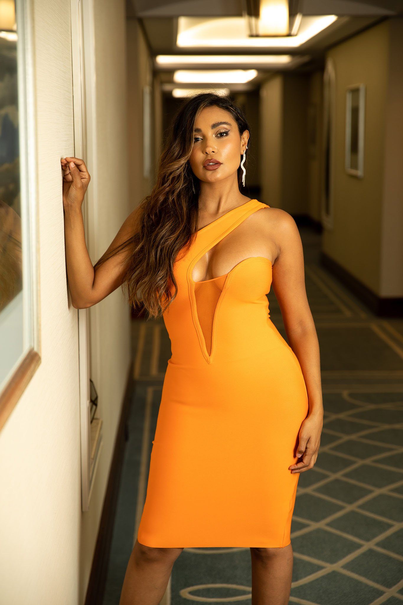 Orange sale bandage dress